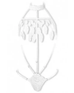 Body à Plumes Ouvert ‘Cachou’ - Les Éphémères By Luxxa -Magasin De Jouets Sexuels body a plumes ouvert cachou les ephemeres by luxxa 2