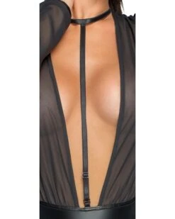 Body Manches Longues Avec Harnais – Noir Handmade -Magasin De Jouets Sexuels body manches longues avec harnais noir handmade 3