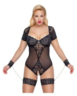 Body Ouvert Avec Menottes Courbes Généreuses - Cottelli Collection -Magasin De Jouets Sexuels body ouvert avec menottes courbes genereuses cottelli collection 2