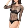 Body Tanga Large Résille Manches Longues -Magasin De Jouets Sexuels body rsille et opaque