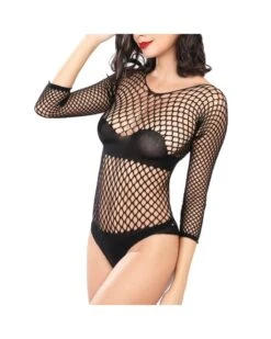 Body Tanga Large Résille Manches Longues