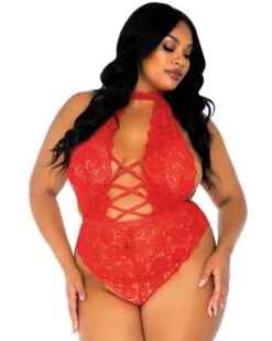 Body String Ouvert Spécial Grandes Tailles - Leg Avenue -Magasin De Jouets Sexuels body string ouvert dentelle et lacage grandes tailles leg avenue 3