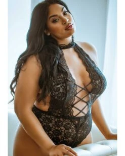 Body String Ouvert Spécial Grandes Tailles - Leg Avenue -Magasin De Jouets Sexuels body string ouvert dentelle et lacage grandes tailles leg avenue 5