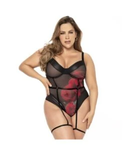 Body En Tulle Et Wetlook Avec Jarretières Courbes Généreuses – Mapalé