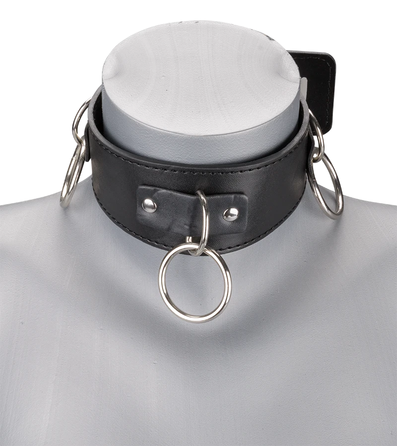 Collier Cuir BDSM 3 Anneaux + Laisse 4 Collier Cuir BDSM 3 Anneaux + Laisse – Image 2