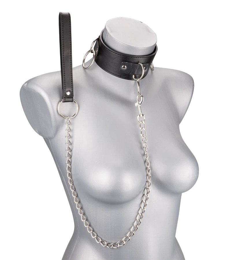 Collier Cuir BDSM 3 Anneaux + Laisse 6 Collier Cuir BDSM 3 Anneaux + Laisse – Image 4