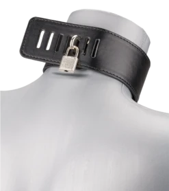 Collier Cuir BDSM Et Laisse Chaine Avec Cadenas -Magasin De Jouets Sexuels collier cuir bdsm et laisse chaine avec cadenas 5