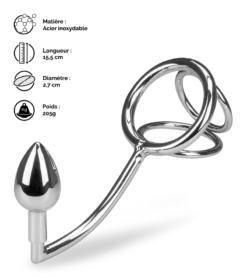 Crochet Anal Avec Triple Cockring Bondy -Magasin De Jouets Sexuels crochet anal avec triple cockring bondy 4