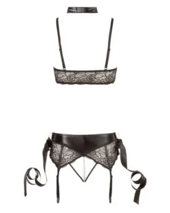 Cottelli Collection Ensemble 2 Pièces Dentelle Et Cuir Avec Menottes - Cottelli -Magasin De Jouets Sexuels ensemble 2 pieces dentelle et cuir avec menottes cottelli 3