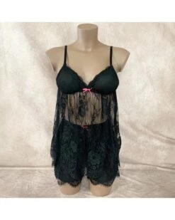 Ensemble Nuisette, Kimono Et Short En Dentelle -Magasin De Jouets Sexuels ensemble nuisette kimono et short en dentelle 1
