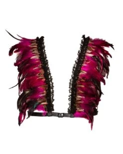 Harnais à Plumes Noir Et Rose