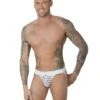 Jockstrap Blanc à Rayures Transparentes - Eros Veneziani -Magasin De Jouets Sexuels jockstrap blanc a rayures transparentes eros veneziani