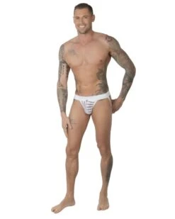 Jockstrap Blanc à Rayures Transparentes - Eros Veneziani -Magasin De Jouets Sexuels jockstrap blanc a rayures transparentes eros veneziani 2