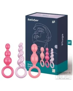Kit 3 Plugs Silicone Booty Call Satisfyer 9.5 X 2.5cm Roses -Magasin De Jouets Sexuels kit 3 plugs silicone booty call satisfyer 95 x 25cm roses 3