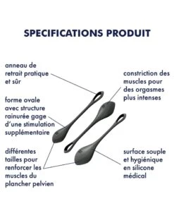Satisfyer Kit D'entraînement Boules De Geisha YONI POWER 2 Noir -Magasin De Jouets Sexuels kit d entrainement boules de geisha yoni power 2 noir 5