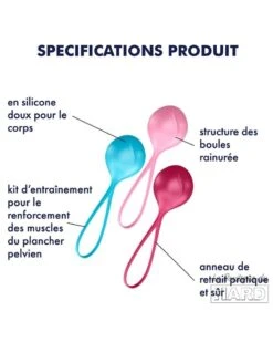 Satisfyer Kit De 3 Boules De Geisha - 3.8 Cm -Magasin De Jouets Sexuels kit de 3 boules de geisha 38 cm 2