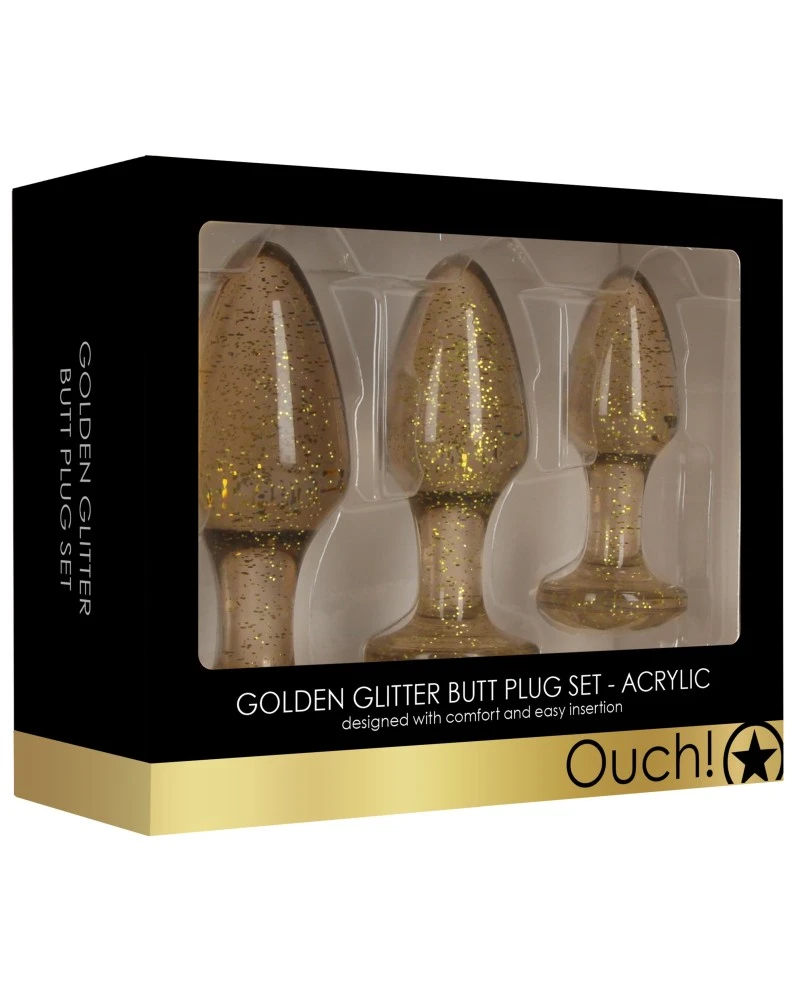 Ouch! Lot De 3 Plugs Glitter Or 4 Ouch! Lot De 3 Plugs Glitter Or – Image 2