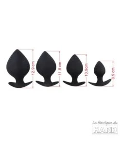 Lot De 4 Plugs Silicone Spade Noirs -Magasin De Jouets Sexuels lot de 4 plugs silicone spade noirs 2