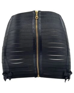 Mini-Jupe Moulante Noire En Brides Élastiques -Magasin De Jouets Sexuels mini jupe moulante noire brides elastiques 1