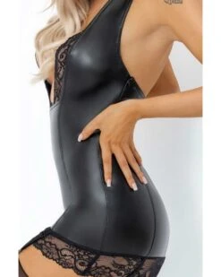 Mini Robe En Wetlook Avec Jarretelles ‘Boudoir Stories’ – Noir Handmade -Magasin De Jouets Sexuels mini robe en wetlook avec jarretelles boudoir stories noir handmade 4