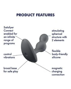 Plug Vibrant Connecté Deep Diver Satisfyer 8 X 3.3cm Noir -Magasin De Jouets Sexuels plug vibrant connecte deep diver satisfyer 8 x 33cm noir 4