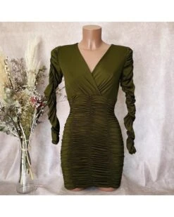 Robe Manches Longues à Smocks - Prêt-à-Porter Paradise Boutik