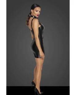 Robe Mini Wetlook à Bretelles Volantées - Noir Handmade -Magasin De Jouets Sexuels robe mini en wetlook a bretelles volantees noir handmade 2