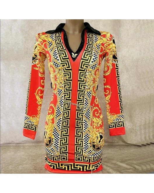 Robe Moulante Imprimés Rouges Et Dorés 3 Robe Moulante Imprimés Rouges Et Dorés